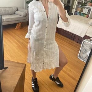 Billabong Women's Button Down Swim Cover Up Dress, White, Size Small